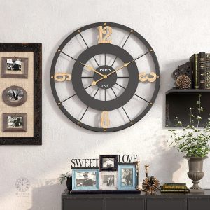 Élégante horloge noire pour décoration intérieure