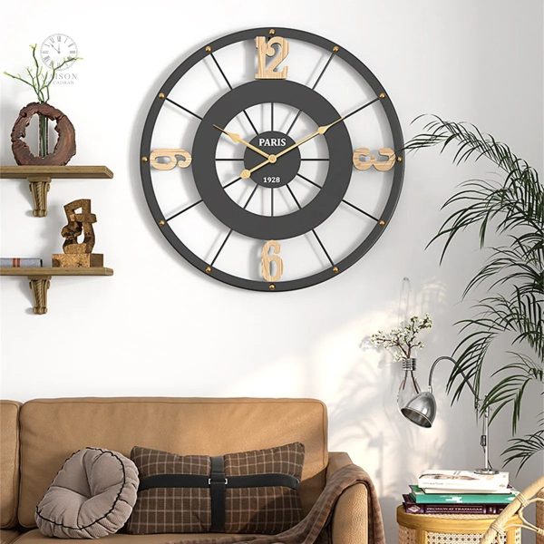 Accessoire mural noir, horloge unique