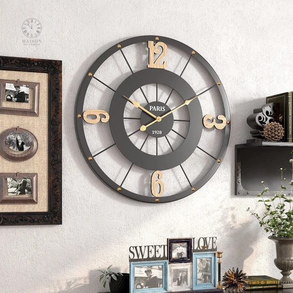 Horloge en métal noir, touche artistique pour mur