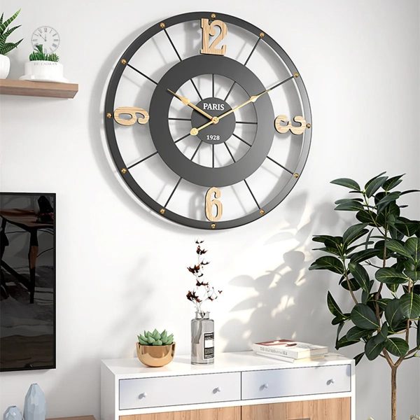 Design minimaliste, horloge murale noire