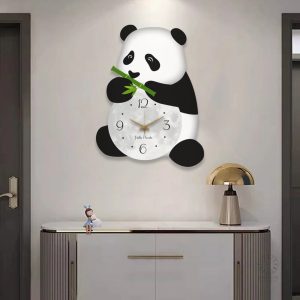 Horloge murale à motif panda pour chambre d'enfant