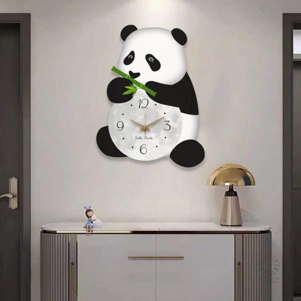 Horloge murale à motif panda pour chambre d'enfant