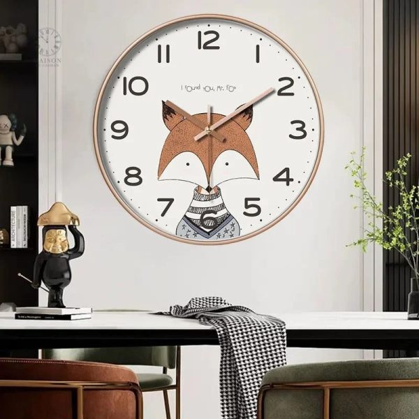 Horloge Renard blanche au design ludique et charmant