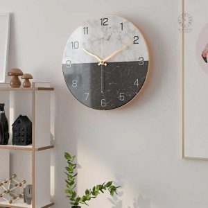 Horloge murale silencieuse en marbre design