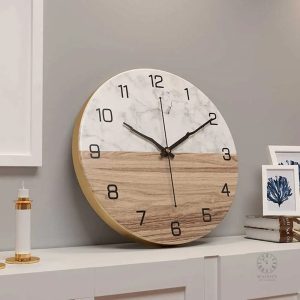 Design minimaliste, horloge murale marbrée silencieuse