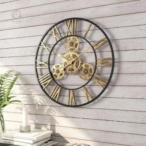 Horloge style industriel avec finition vintage et chiffres romains