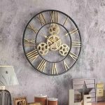 Horloge murale industrielle, décor chic, chiffres romains