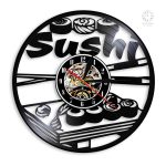 Horloge murale vinyle, style sushi, décoration unique pour intérieur