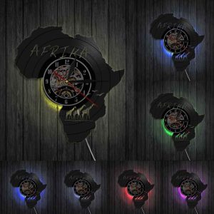 Horloge Vinyle Afrique avec éclairage LED