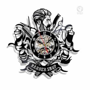 Horloge Vinyle Barbier design unique pour décoration murale