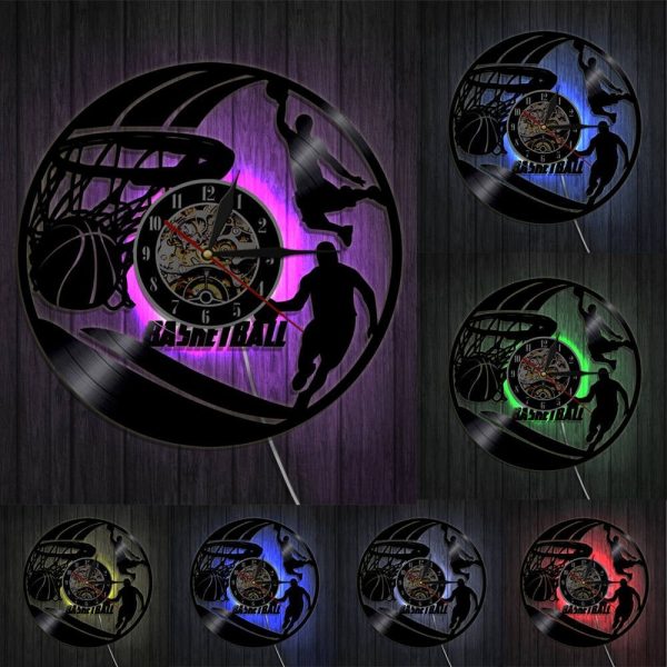 horloge-vinyle-basketball-led-1 Horloge vinyle LED Basketball design moderne