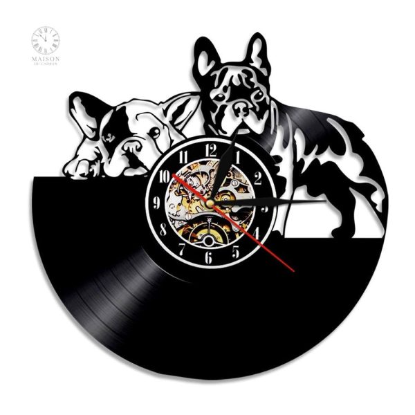 horloge-vinyle-bouledogue-1 Horloge vinyle Bouledogue décorative murale