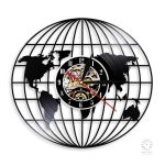 Horloge vinyle carte du monde design décoratif