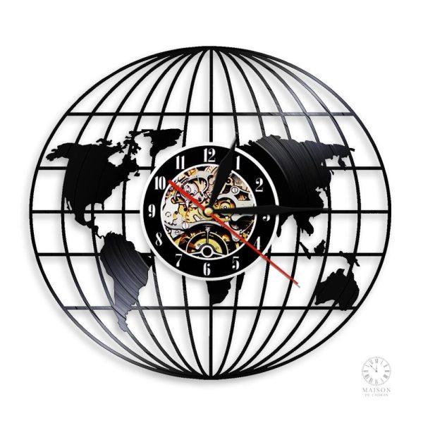 horloge-vinyle-carte-du-monde-1 Horloge vinyle carte du monde design décoratif