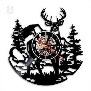 Horloge vinyle décorative avec motif de cerf