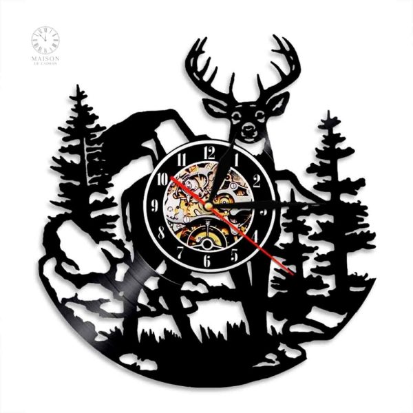 Horloge vinyle décorative avec motif de cerf