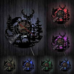 Horloge vinyle cerf avec éclairage LED
