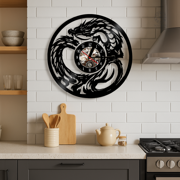 horloge-vinyle-dragon-japonais-1 Horloge vinyle dragon japonais décorative et unique