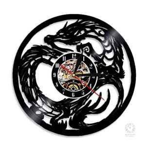 Horloge vinyle avec motif dragon japonais traditionnel