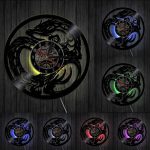 Horloge Vinyle Dragon Japonais avec éclairage LED