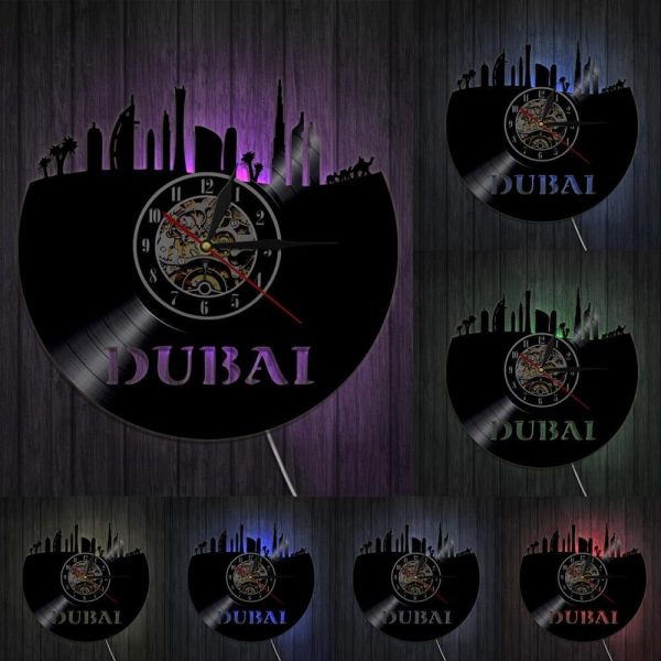 horloge-vinyle-dubai-led-1 Horloge Vinyle Dubaï avec éclairage LED