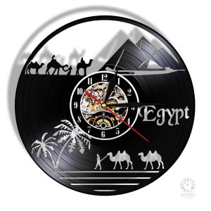 Horloge vinyle au design inspiré de l'Égypte antique