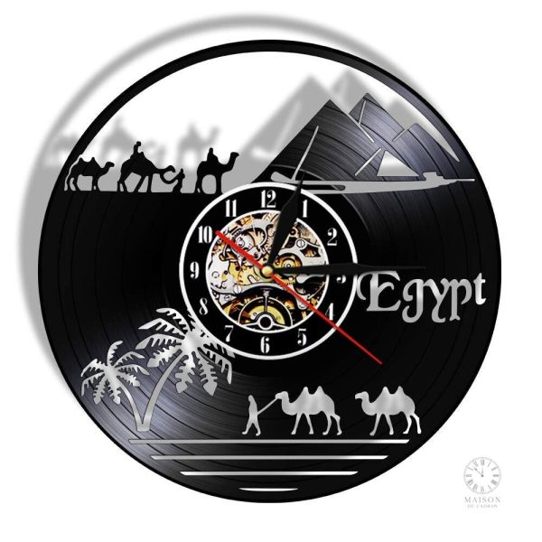 Horloge vinyle au design inspiré de l'Égypte antique