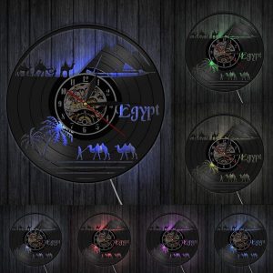 Horloge vinyle LED inspirée de l'Égypte antique