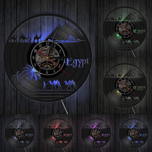 horloge-vinyle-egypte-led-1 Horloge vinyle LED inspirée de l'Égypte antique