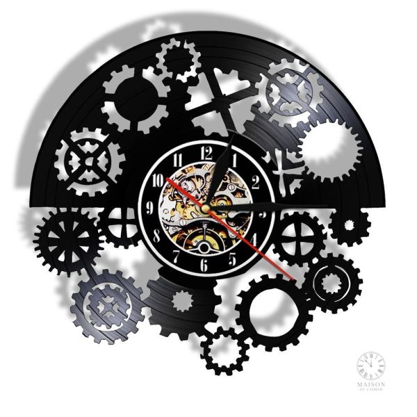 horloge-vinyle-engrenage-1 Horloge vinyle engrenage au design unique et moderne