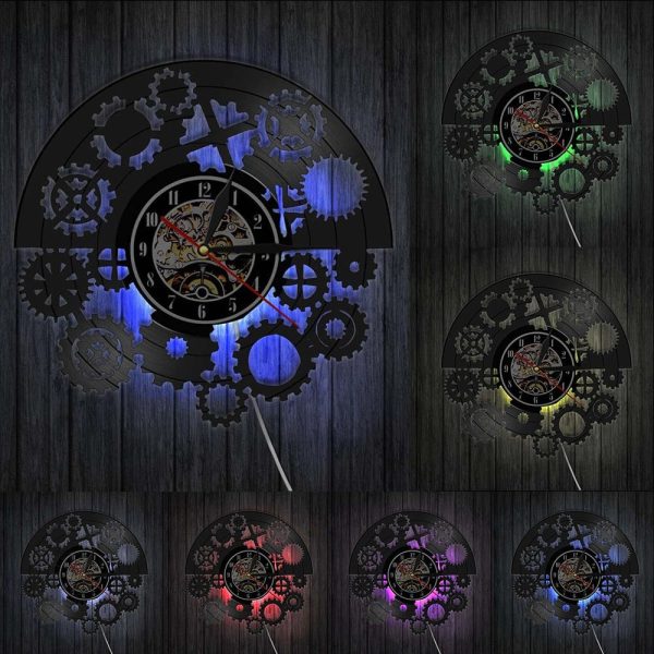 horloge-vinyle-engrenage-led-1 Horloge Vinyle Engrenage avec éclairage LED
