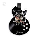 Horloge vinyle en forme de guitare décorative