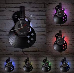 Horloge Vinyle Guitare avec éclairage LED