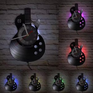 Horloge Vinyle Guitare avec éclairage LED