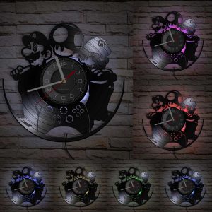 Horloge vinyle Mario avec éclairage LED