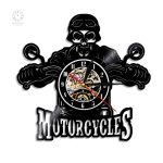 Horloge vinyle motard avec design tête de mort