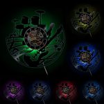 Horloge vinyle LED représentant un musicien stylisé