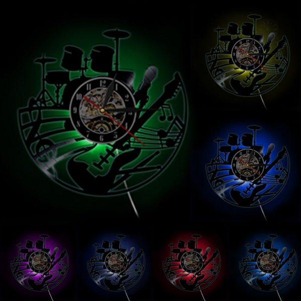 horloge-vinyle-musicien-led-1 Horloge vinyle LED représentant un musicien stylisé