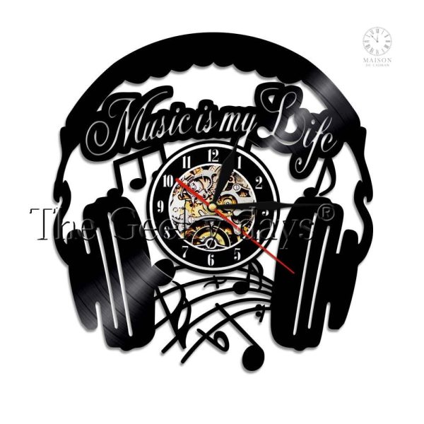 horloge-vinyle-musique-1 Horloge vinyle au design musical élégant