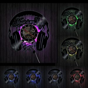 Horloge vinyle LED au design musical