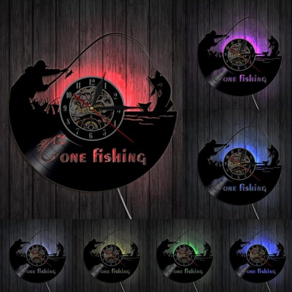 horloge-vinyle-peche-led-1 Horloge vinyle Pêche avec éclairage LED