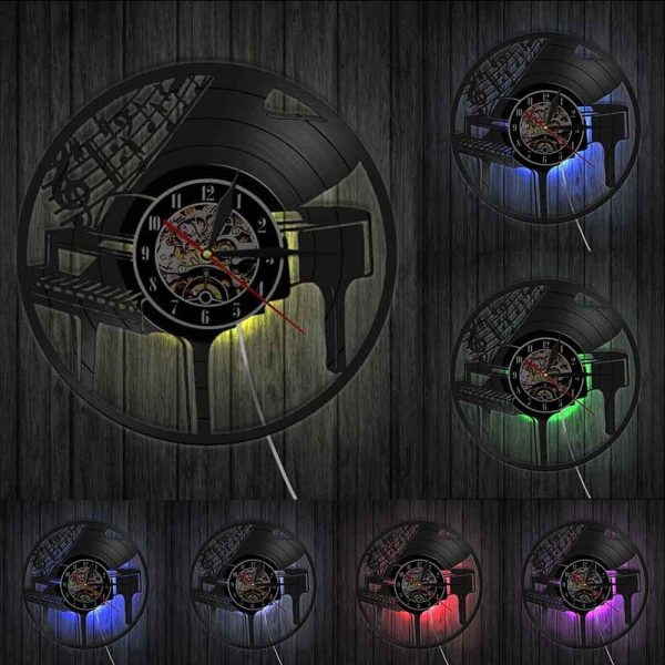 horloge-vinyle-piano-led-1 Horloge vinyle piano LED au design moderne et élégant