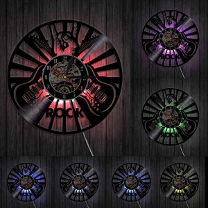 Horloge vinyle Rockeur avec éclairage LED