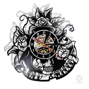 Horloge vinyle en forme de tatouage unique