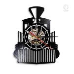 Horloge vinyle en forme de train