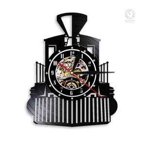 Horloge vinyle en forme de train