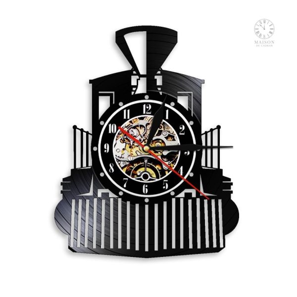 horloge-vinyle-train-1 Horloge vinyle en forme de train