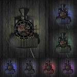 Horloge vinyle LED en forme de train