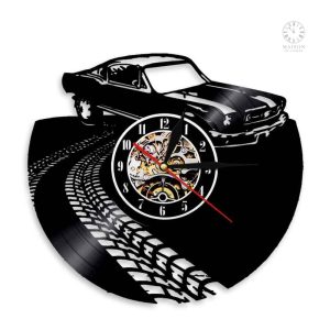 Horloge vinyle en forme de voiture pour décoration murale