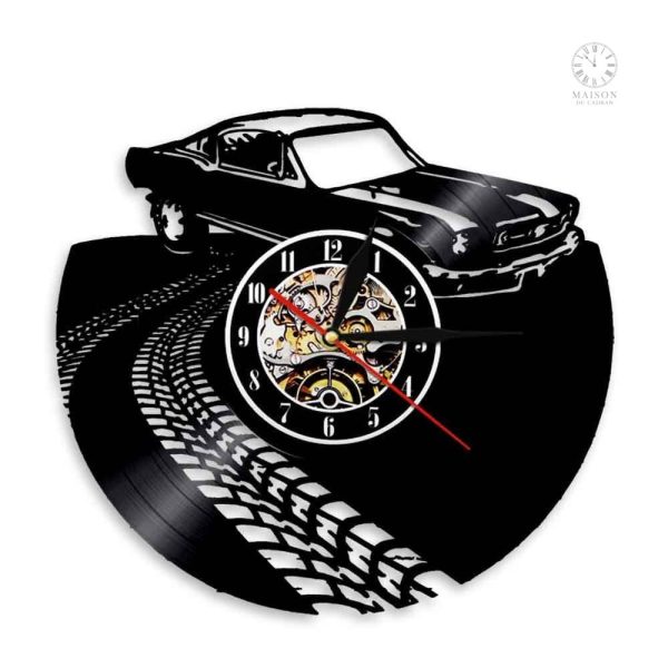 horloge-vinyle-voiture-1 Horloge vinyle en forme de voiture pour décoration murale